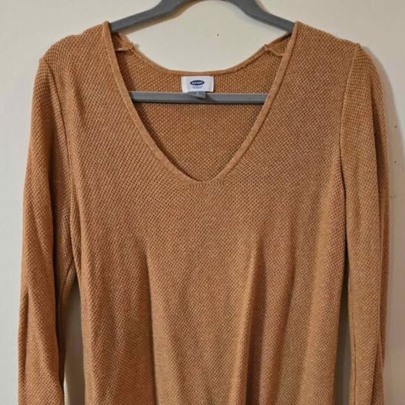 Old Navy V-Neck Spice Orange Textured Knit Long Sleeve Tunic Top Size Large - Picture 2 of 11
